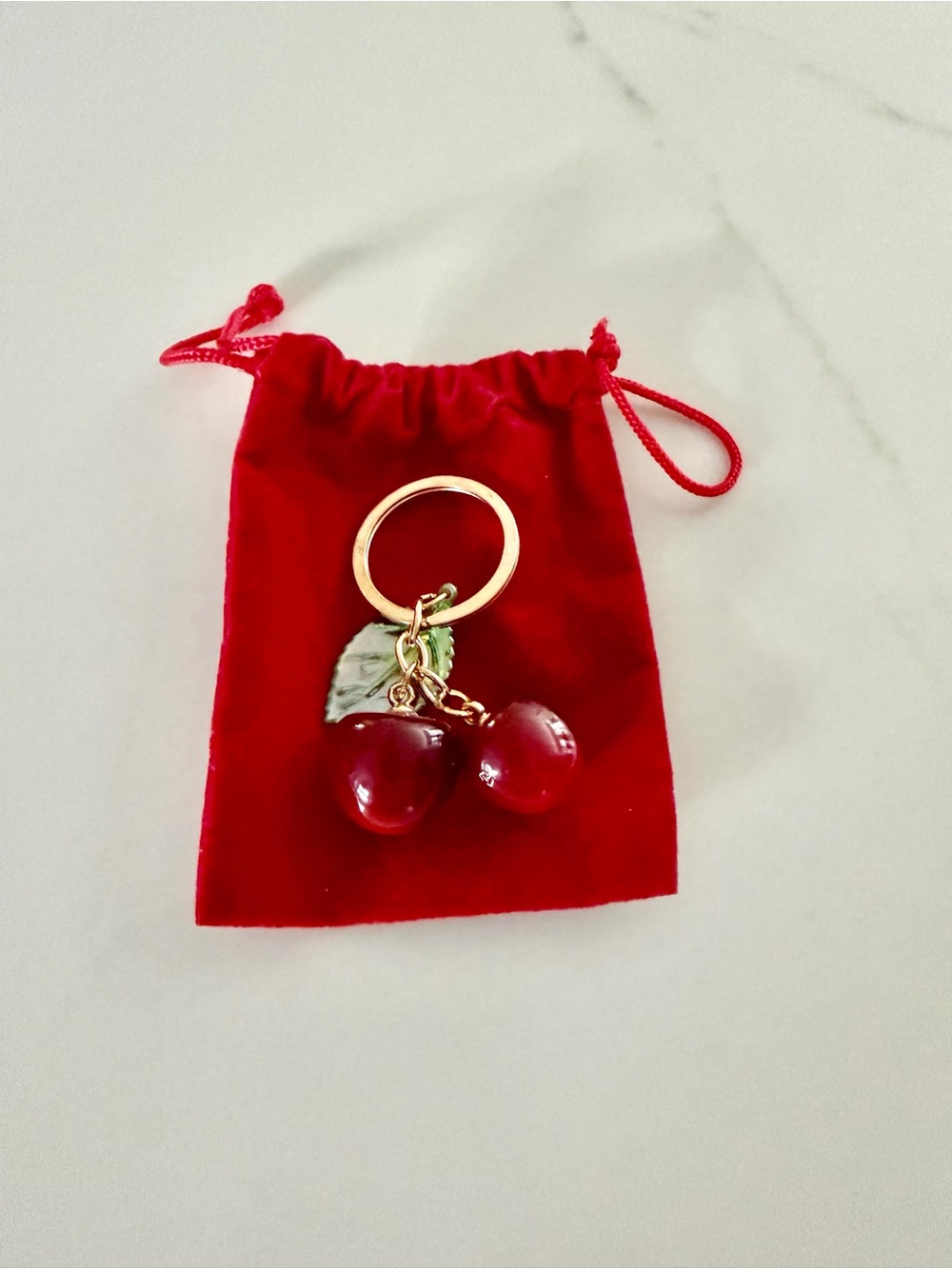 Bag Charm Red Cherry Charm Keychain